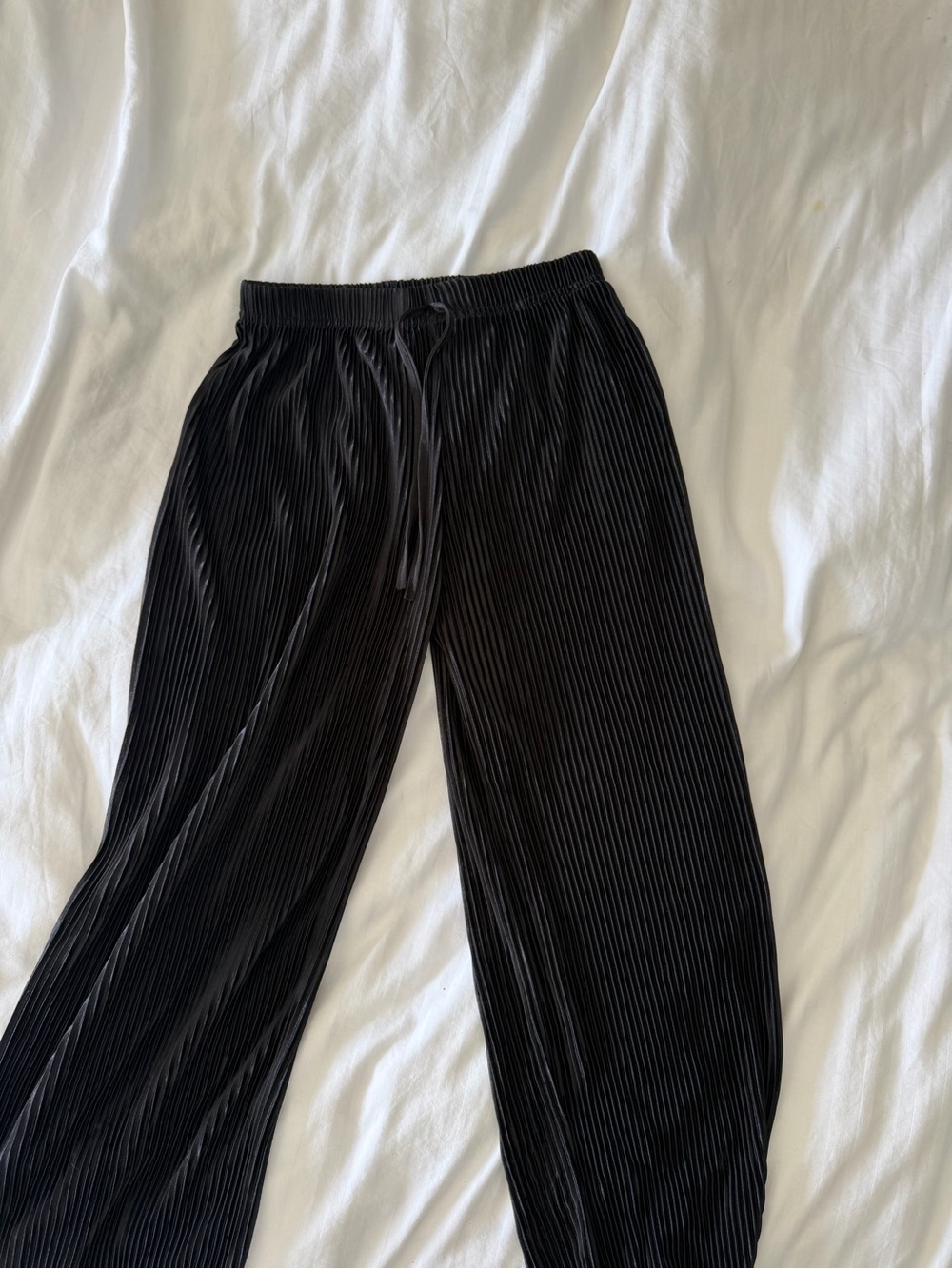 Black Pleated Straight Leg Pants - Women